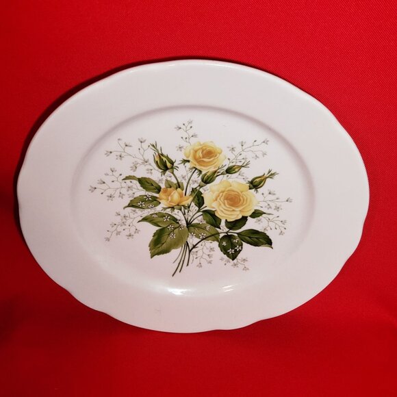 Vintage Jackson Yellow Roses Babys Breath Decorative Plate - Picture 4 of 11